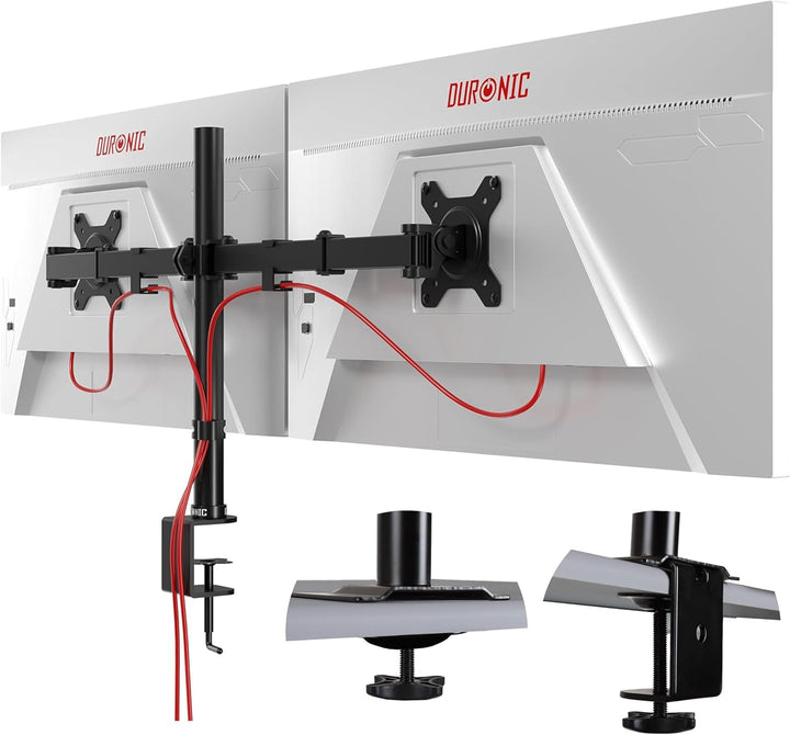 Duronic DM152 Monitor Halterung 2 Monitore für 13-27 Zoll Flach &amp; Curved Bildschirm, Monitor Tischha