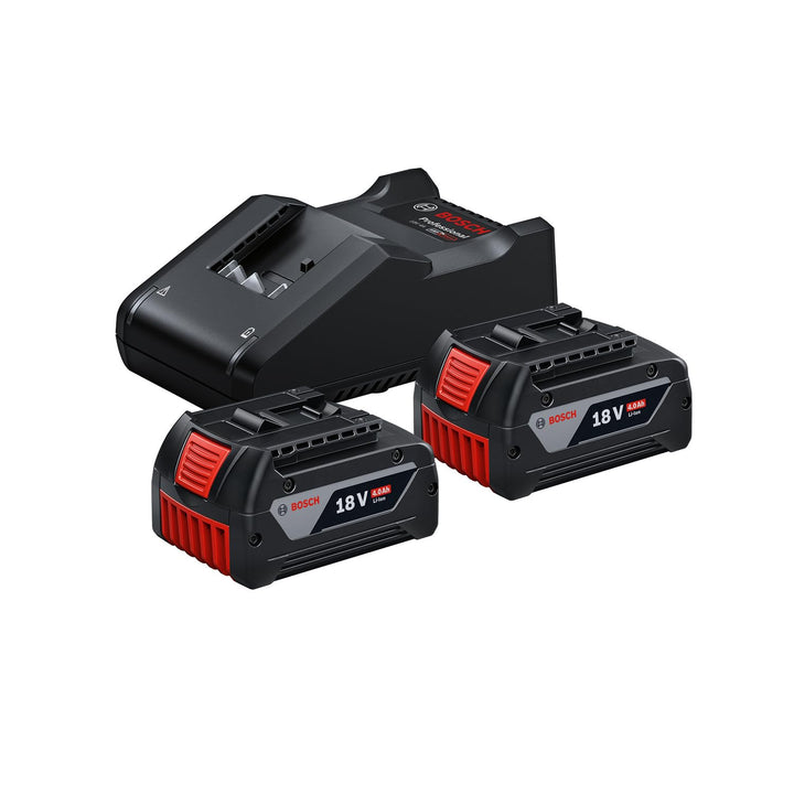 Bosch Professional 18V System Akku Starter-Set (2x GBA 18V 4.0Ah Akku + Schnellladegerät GAL 18V-40,