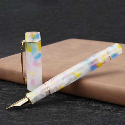 Jinhao 100 Classic Füllfederhalter Rainbow Celluloid, feine Feder mit Konverter und Stifteetui Set R