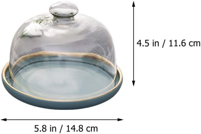 1 Set Kuchenständer Glasglocke Glas Käseglocke mit Keramik Teller Torten Glashaube Kuchenglocke Tort