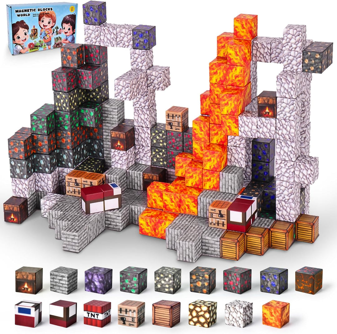 Ulikey Magnetische Bausteine, 80 Stück Magnetic Building Cubes 2.5CM Magnetische Würfel Set Bergwerk