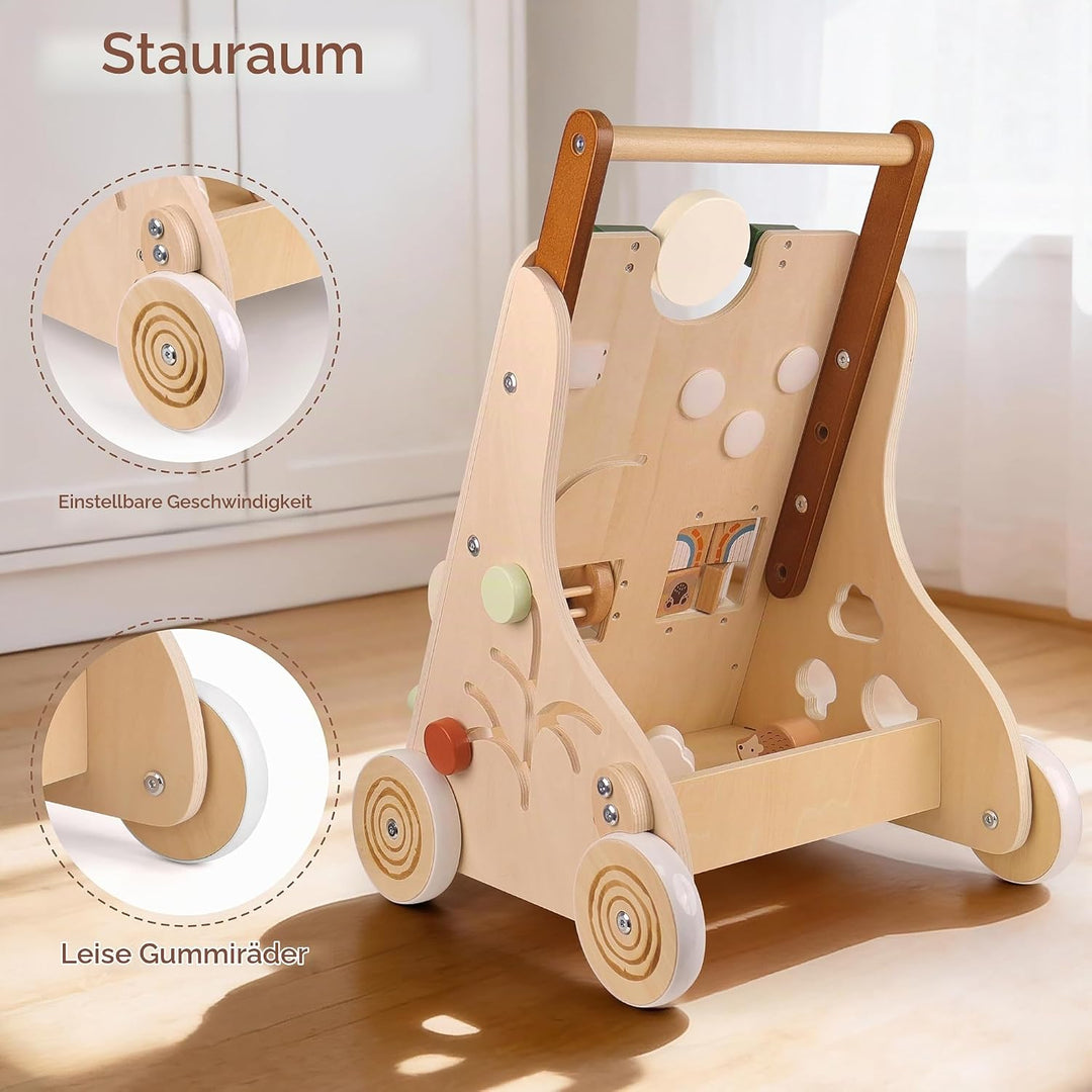 Little Log Lauflernwagen aus Holz | 2-fach höhenverstellbar &amp; Geschwindigkeitsbremse, 9-in-1 Montess