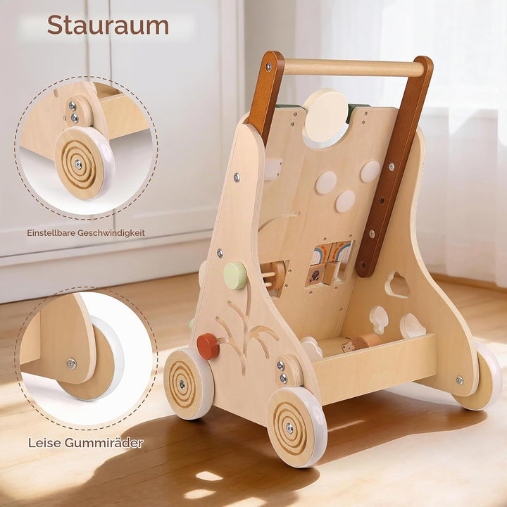 Little Log Lauflernwagen aus Holz | 2-fach höhenverstellbar &amp; Geschwindigkeitsbremse, 9-in-1 Montess