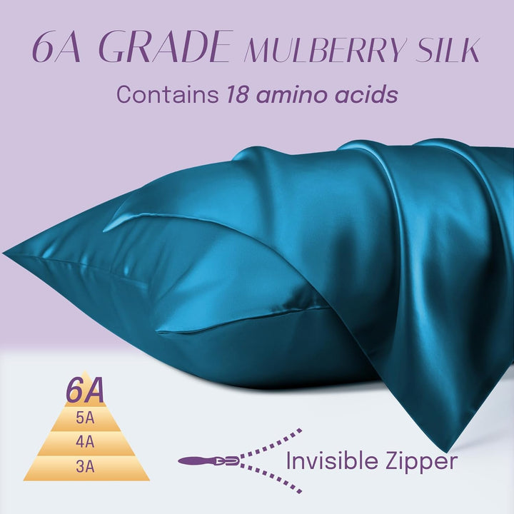 OLESILK Seide Kissenbezug Kissenhülle Haar- und Hautpflege mit Reissverschluss 16 Momme 2 Stücke Pfa