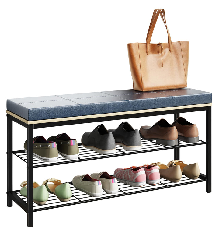 VCM Schuhregal | Masse ca. H. 48 x B. 90 x T. 30 cm | Sitzbank im Industrie Style Design | Schuhbank