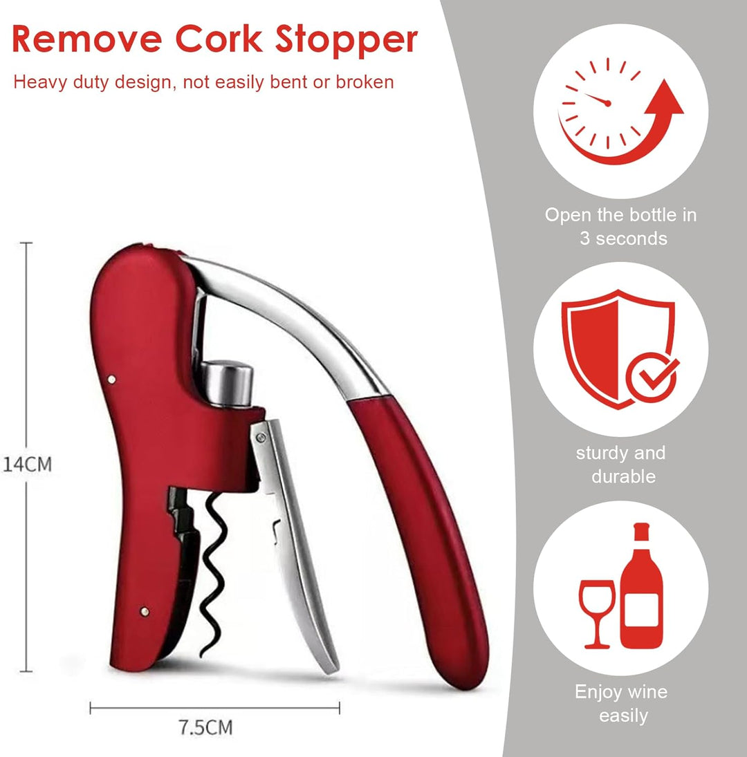 Korkenzieher Wine Opener aus Zinklegierung mit Hebel, Integriertem Folienschneider, perfekt für Bar,