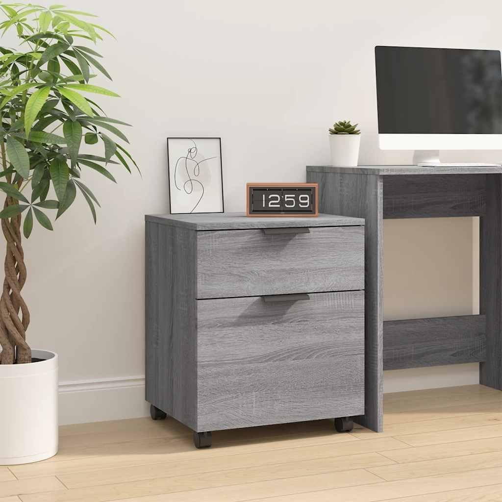 vidaXL Aktenschrank Mobil mit Rollen, Rollschrank Rollcontainer für Büro, Büroschrank mit viel Staur