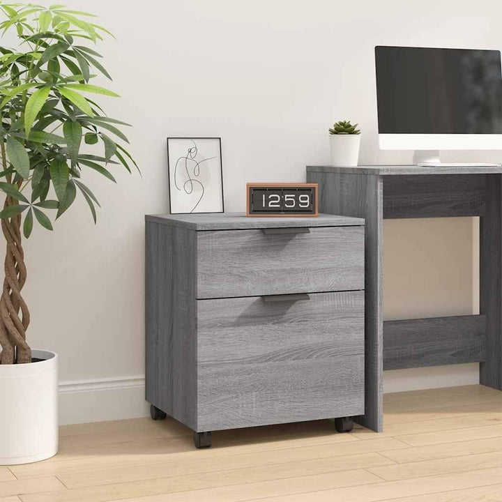 vidaXL Aktenschrank Mobil mit Rollen, Rollschrank Rollcontainer für Büro, Büroschrank mit viel Staur
