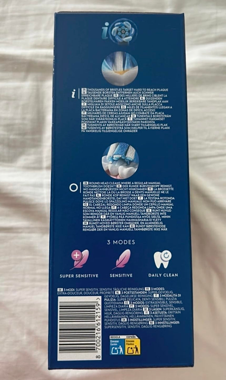 Oral-B iO 2 elektrische Zahnbürste, blau, für Erwachsene, 3 Reinigungsmodi, sanft für das Zahnfleisc