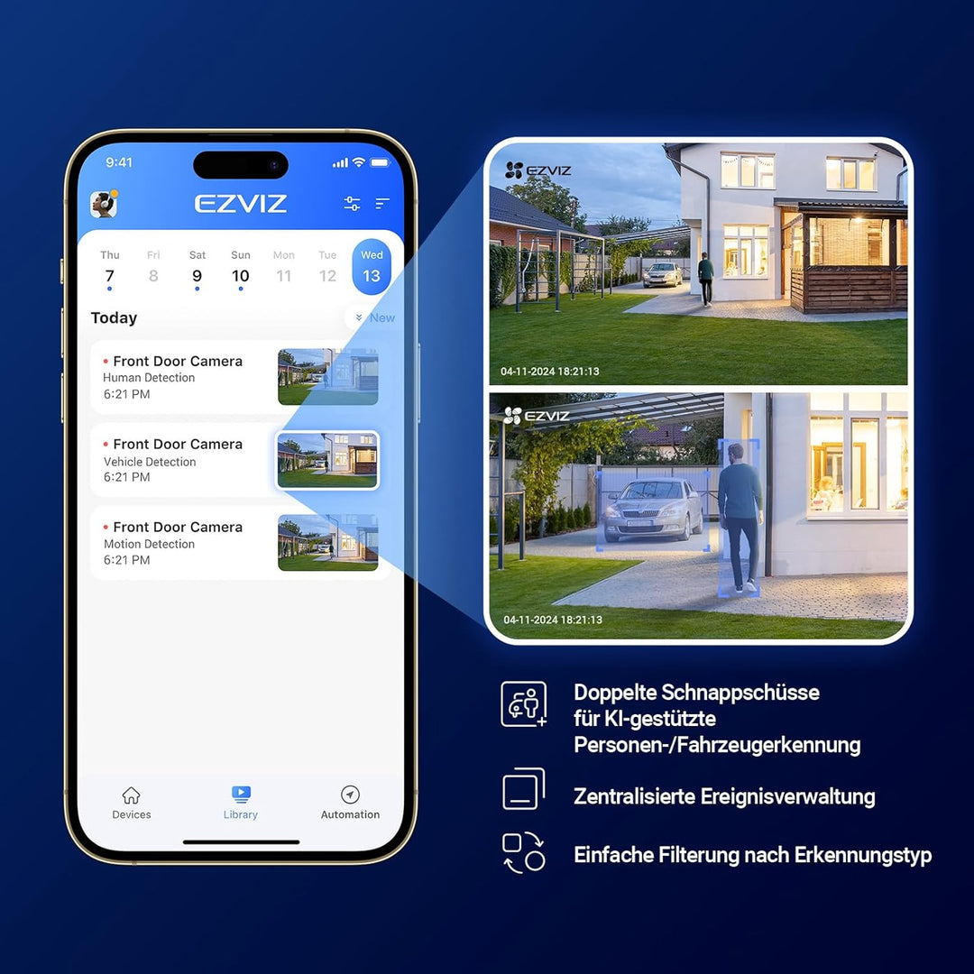 EZVIZ Wi-Fi 360° PTZ Überwachungskamera Aussen mit 3 * 4MP Objektiven, 12 Hybrid-Zoom, Auto-Zoom-Tra