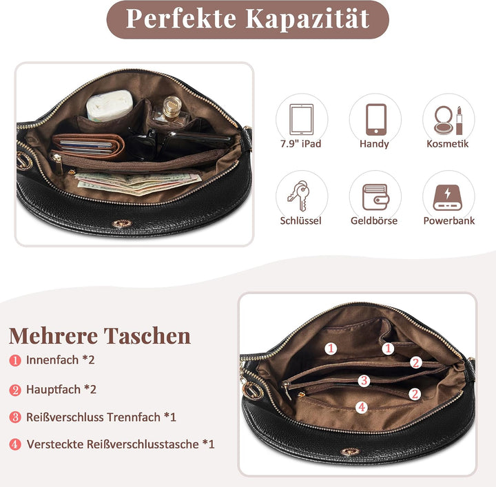 DORRISO Elegant Damen Umhängetasche Frauen Handtasche Schultertasche Casual Umhängetaschen Damen Rei