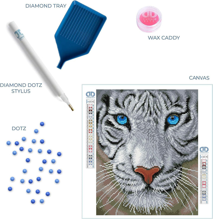 DIAMOND DOTZ DD8.016 - Original 5D Diamond Painting Set Weisser Tiger Magie, Kreativset mit 17.228 D