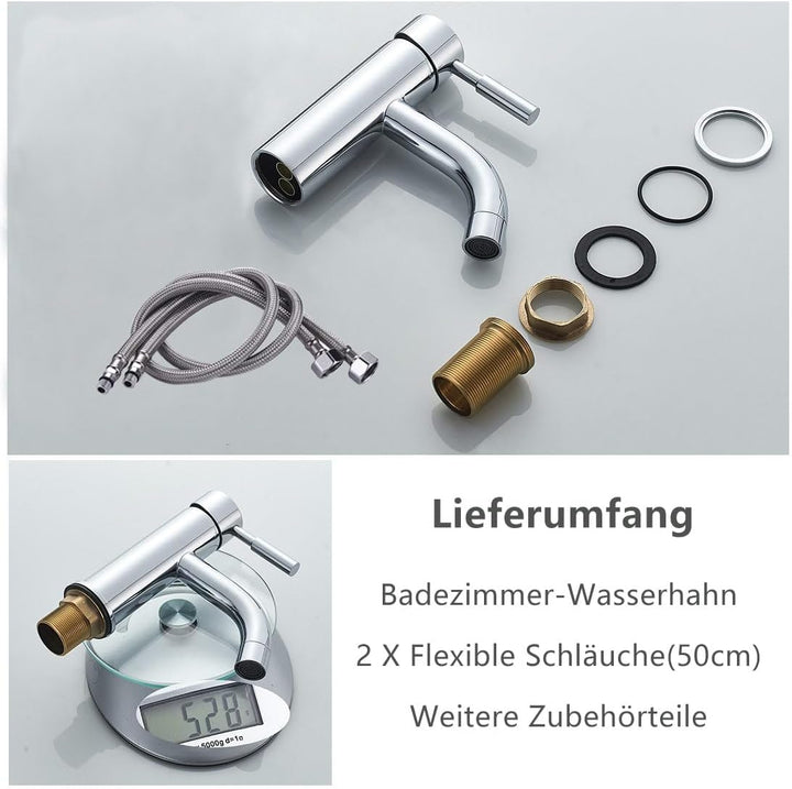 Chrom Badezimmer Wasserhahn Armatur für Waschbecken Chrom normal, Chrom normal