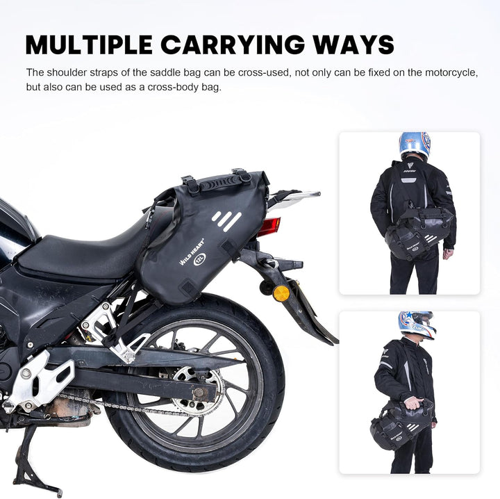 WILD Heart Motorradtaschen Wasserdicht 24L (12L * 2) Motorrad-Seitentaschen Koffertasche Motorradzub