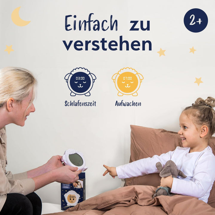 Schlaftrainer, Schaf, Lernwecker für Kinder, LED-Kinderwecker, Lernwecker, Einschlafen und Aufwachen