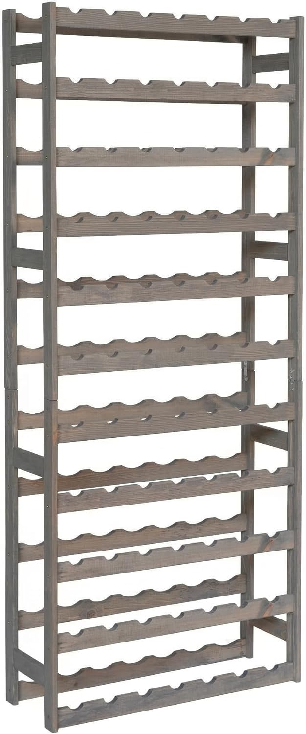 Weinregal Holz 77 Flaschen Grau 72,5x166x25 cm Wine Rack Regal Flaschenregal Weinflaschenregal Geträ