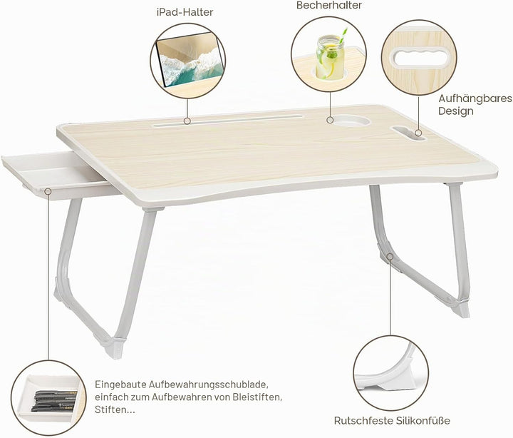 Amaredom Laptop-Bett Schreibtisch Tablett Betttisch Faltbarer Tragbarer Schossschreibtisch Notebook