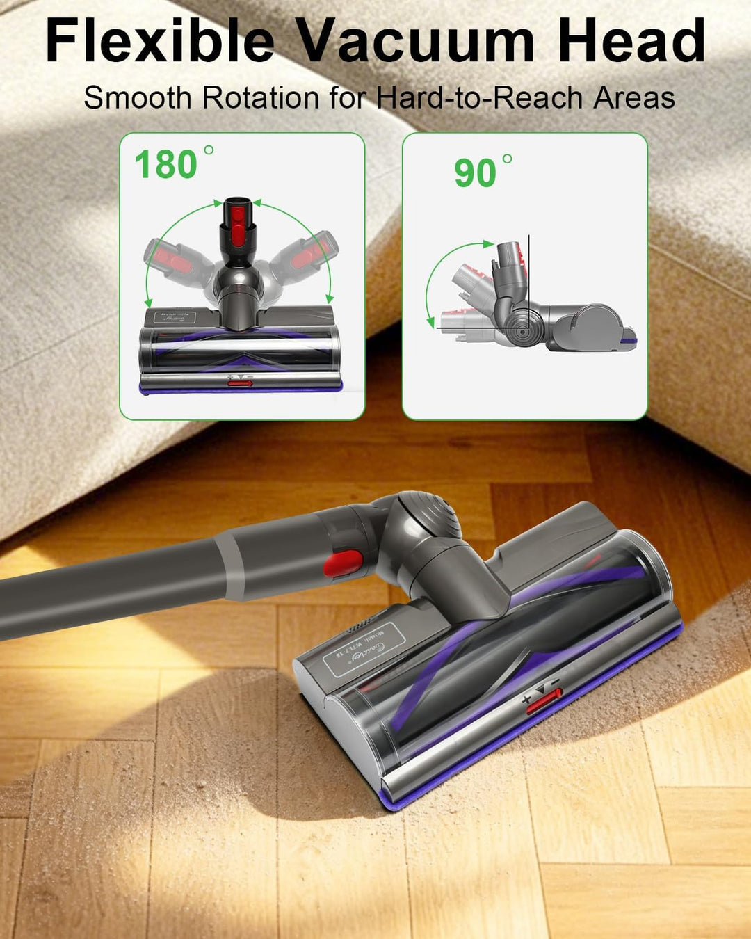 Waitley Bürste kompatibel mit Dyson V7 V8 V10 V11 V15 Staubsauger, Elektrische Bürste mit LED-Leucht