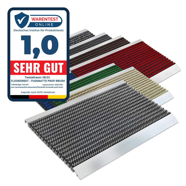 Floordirekt PRO Repräsentative Fussmatte Profi Brush - Testurteil Sehr Gut - Schmutzfangmatte mit Al