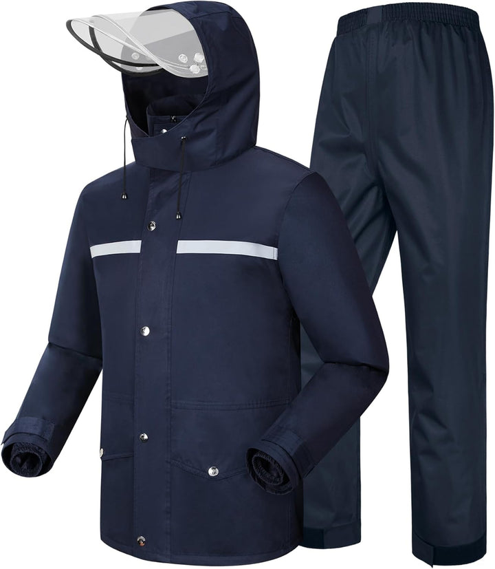 Coutyuyi Herren & Damen Regenanzug Reflektierender 100% Wasserdichter Anzug Outdoor Regenmantel Wind