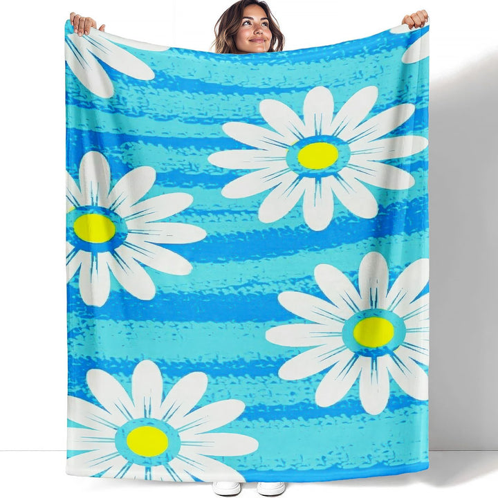 Kuscheldecke mit Gänseblumen Muster, Super weiches Fleece, Überwurfdecke für Bettwäsche Couch Sofa,