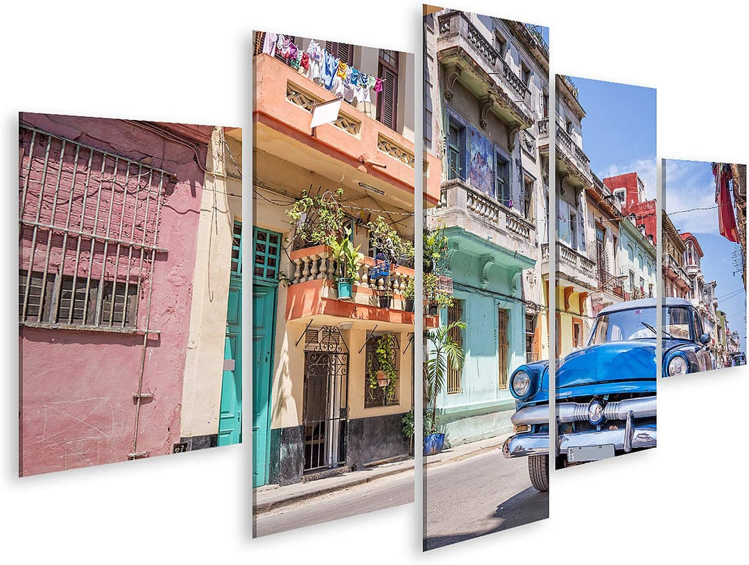 islandburner Bild auf Leinwand Vintage Classic American Car In Havanna Kuba Bilder Wandbilder Poster