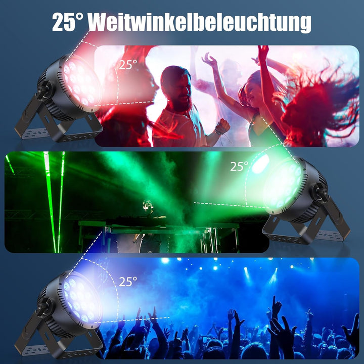 4PCS RGBW 200W LED Par Strahler IP65, Wasserdichte 14 LED Bühnenlicht mit Stroboskop, Discolicht Par