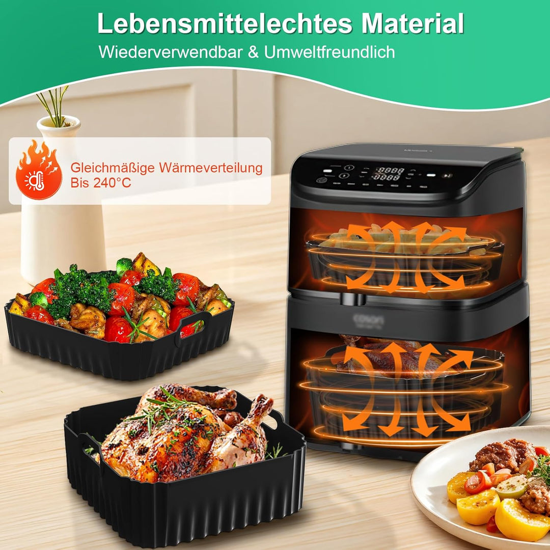 2 Stück Silikonform HeissLuftfritteuse für COSORI Turbo Tower Pro Heissluftfritteuse 10,8L Double St