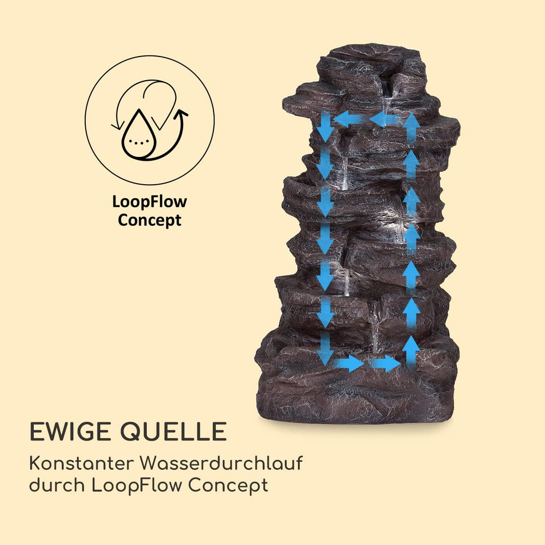 Blumfeldt Stonehenge Solarbrunnen, inkl. Solarpanel, Lithium-Ionen-Akku (ca. 5h Laufzeit), LED-Beleu