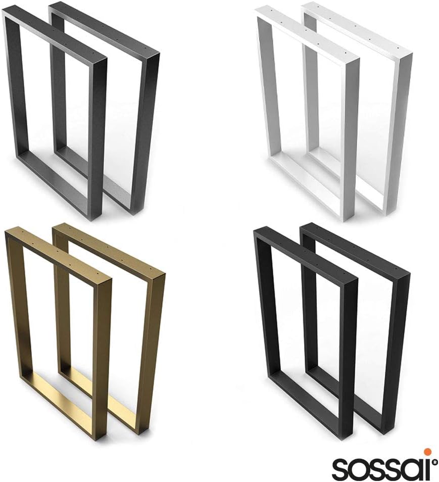 sossai® Stahl Tischkufen (pulverbeschichtet) TKK1 | Farbe: Schwarz | 2 Stück | Breite 60 cm x Höhe 7