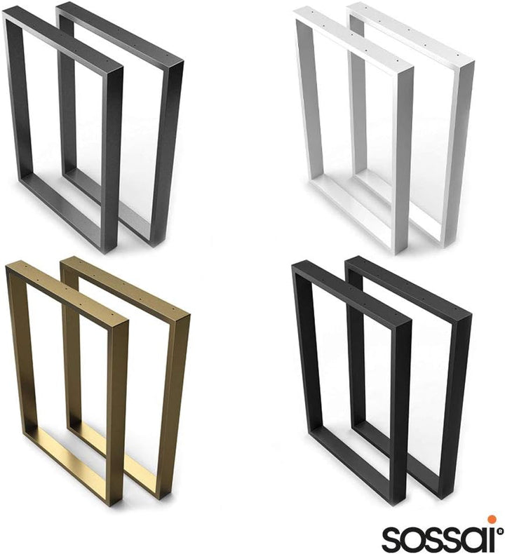 sossai® Stahl Tischkufen (pulverbeschichtet) TKK1 | Farbe: Schwarz | 2 Stück | Breite 60 cm x Höhe 7