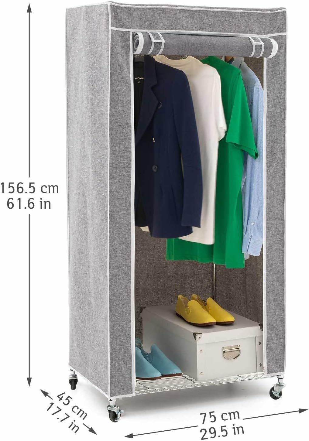 art moon Buffalo Schwerlast Faltschrank Kleiderschrank, Stabil Kleiderschrank auf Rollen mit 2 Ablag