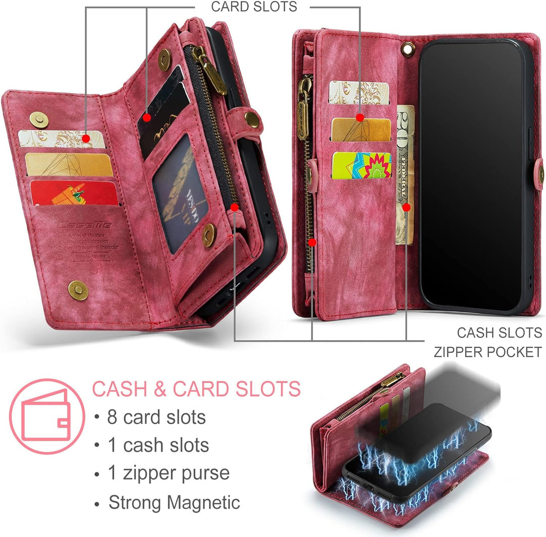 UFinetech 2-in-1 iPhone 11 Hülle Tasche Design Flip TPU Bumper Leder Abnehmbar Flexibel Magnetische