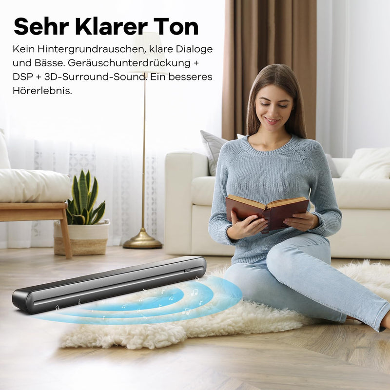 Heymell Soundbar 2.1 150W Soundbar für TV Geräte, 6X Lautsprecher TV Soundbar Dialog-Verbesserer, kl