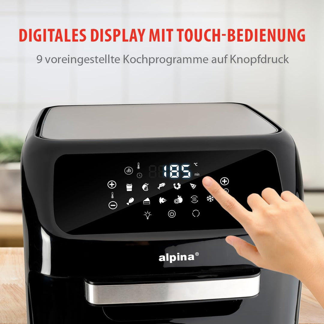 alpina Heissluftofen und Heissluftfritteuse - Airfryer - Digitale Zeit- und Temperaturkontrolle - 18