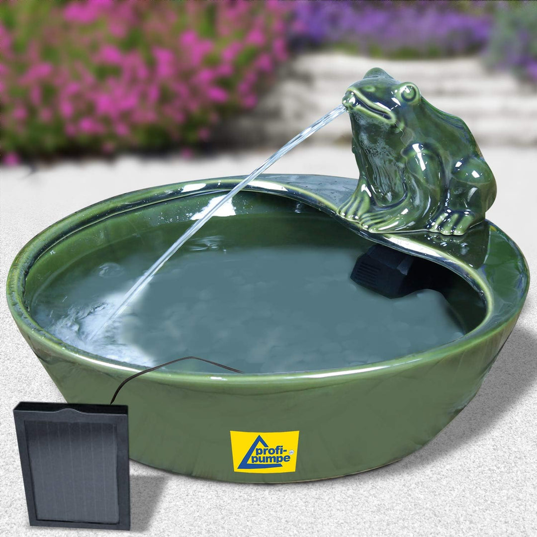 AMUR GARTENBRUNNEN SOLAR BRUNNEN SOLARTEICHPUMPE SOLAR SPRINGBRUNNEN SOLAR WASSERSPIEL FROSCHPARADIE