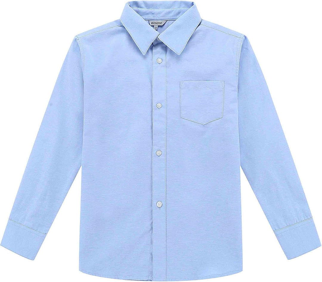 BIENZOE Jungen Schuluniform Lange Oxford Hemd 2Pcs Satz