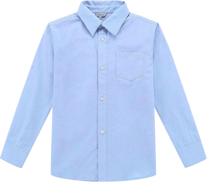 Bienzoe Jungen Schule Oxford Lange Hemd 2Pcs Satz 134-140 Blau, 134-140 Blau