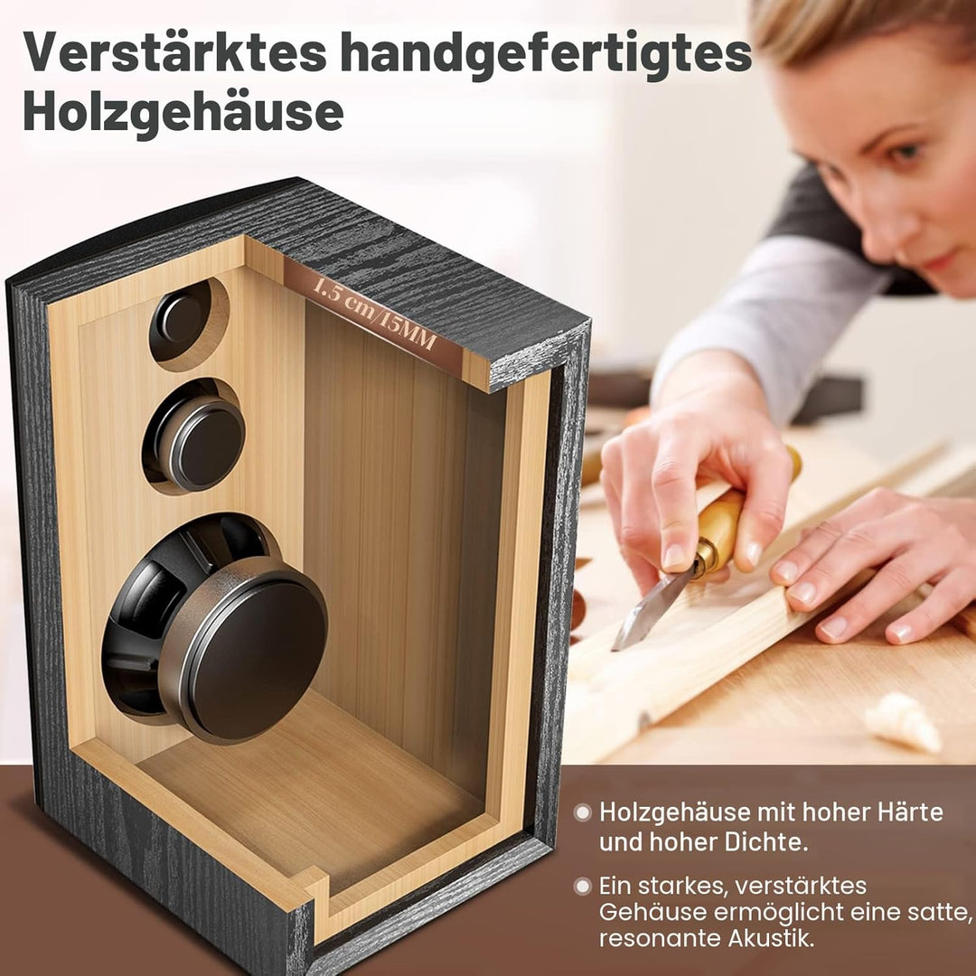 GEYGUY Passive Regal-Lautsprecher Paar,160 Watt RMS,3-Wege-Heim-Stereo-Lautsprecher,5.25" Woofer,2.0