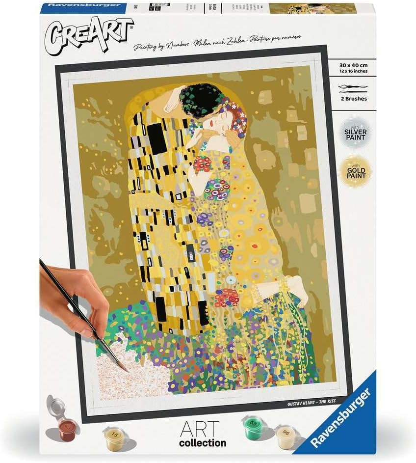 Ravensburger CreArt 23648 - Der Kuss (Gustav Klimt) - Malen nach Zahlen Erwachsene, DIY Malset mit P