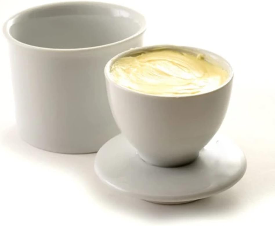 Norpro Porzellan-Butterdose, weiss, Weiss