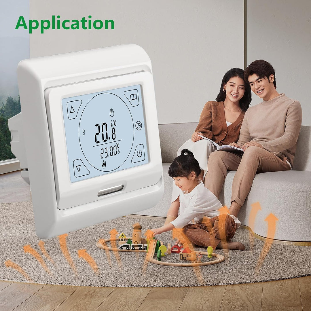 Wengart Digital Raumthermostat mit Touchscreen für elektrische Heizungen WG809,Unterputz Montage Woc