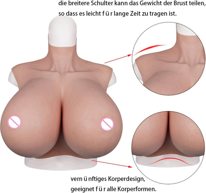Riesige Brust S Z Cup Silikonbrust bildet Brustplatte für Crossdresser Drag Queen Elfenbein weiss Z