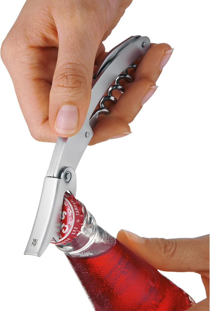 WMF Clever&More Kellnermesser 10 cm, Cromargan Edelstahl mattiert, Kellnerbesteck mit Flaschenöffner