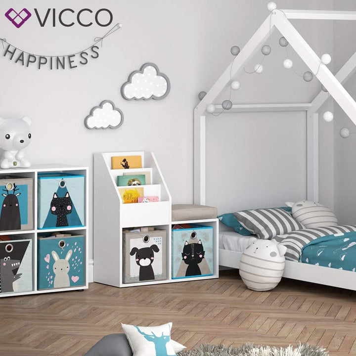 Vicco Bücherregal Luigi, Regal für Bücher, Weiss, 72 x 79 cm Weiss 34x79x30,9 cm, Weiß 34x79x30