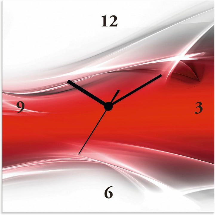 ARTLAND Wanduhr ohne Tickgeräusche Leinwand Funkuhr 30x30 cm Quadratisch Lautlos Design Abstrakt Kun