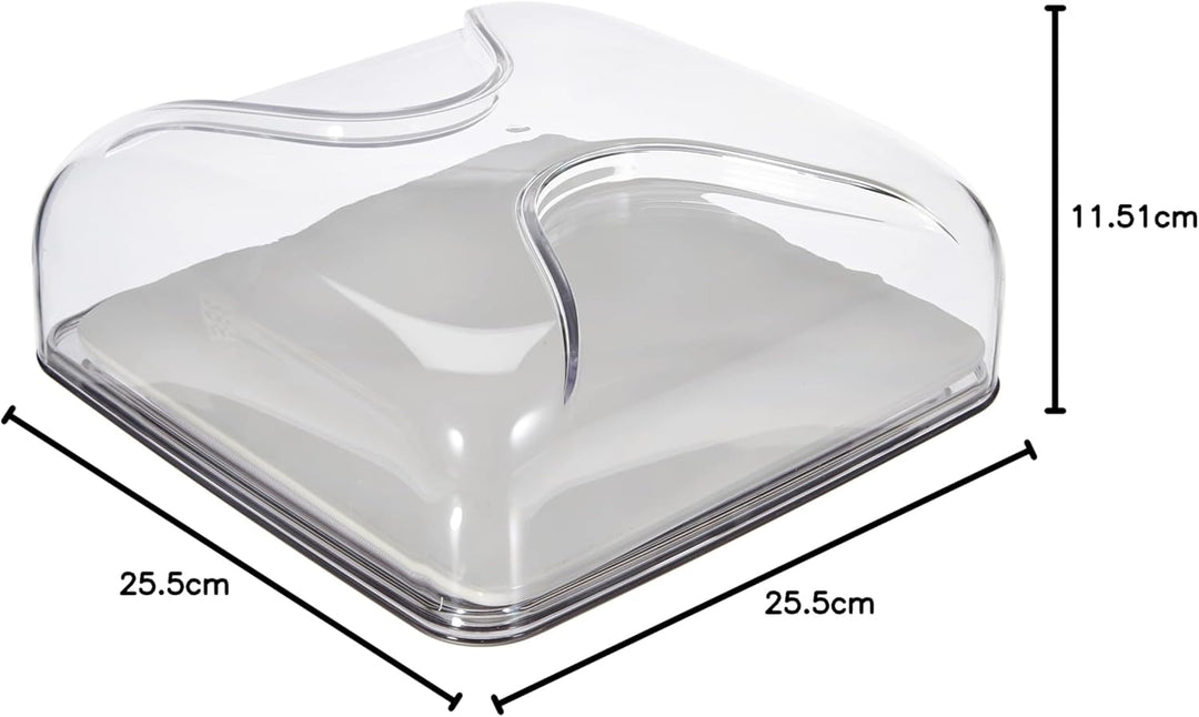 Guzzini - Gocce, Quadratische Käseglocke - Himmelgrau, 25,5 x 25,5 x h11,5 cm - 27000092 25,5 x 25,5