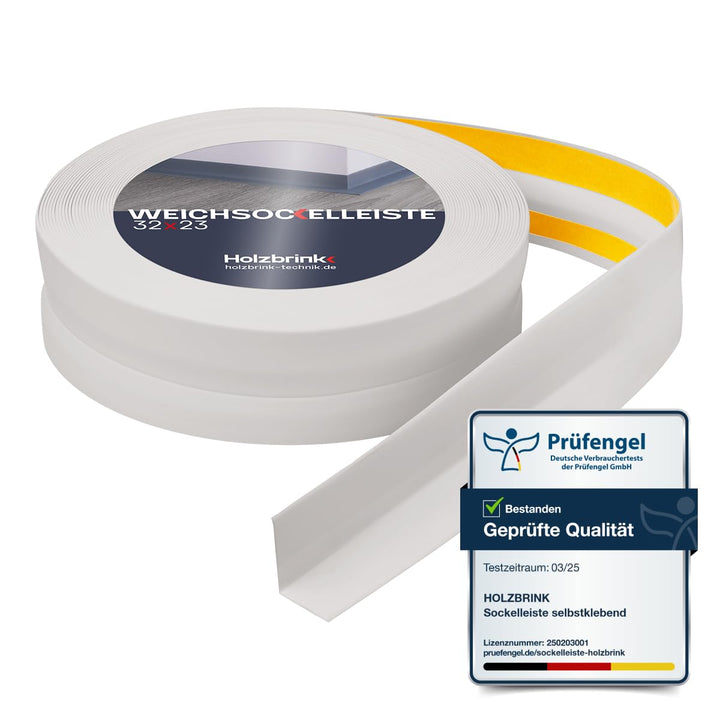 HOLZBRINK Weichsockelleiste selbstklebend PVC 32x23mm, 15 m | Küchenleiste Arbeitsplatte | Abschluss