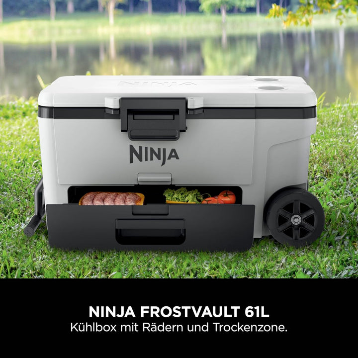 Ninja FrostVault Kühlbox mit Rollen und Isolierung, integrierter Dry Zone Schublade für Lagerung bei
