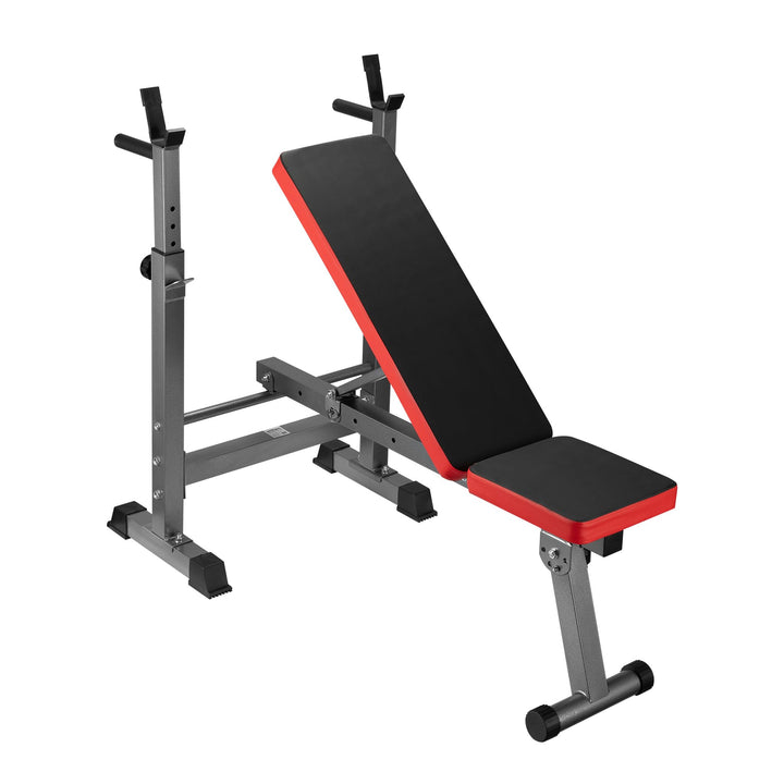 Wiltec Hantelbank klappbar bis 230kg Trainingsbank mit Langhantelablage 2in1 Schrägbank und
